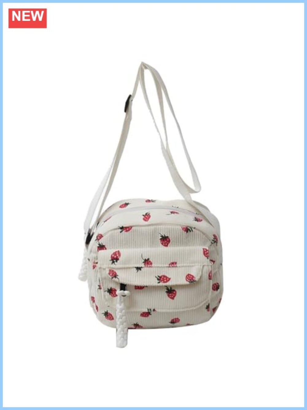 Corduroy Strawberry Tote Bag Small Crossbody Purse for Women
